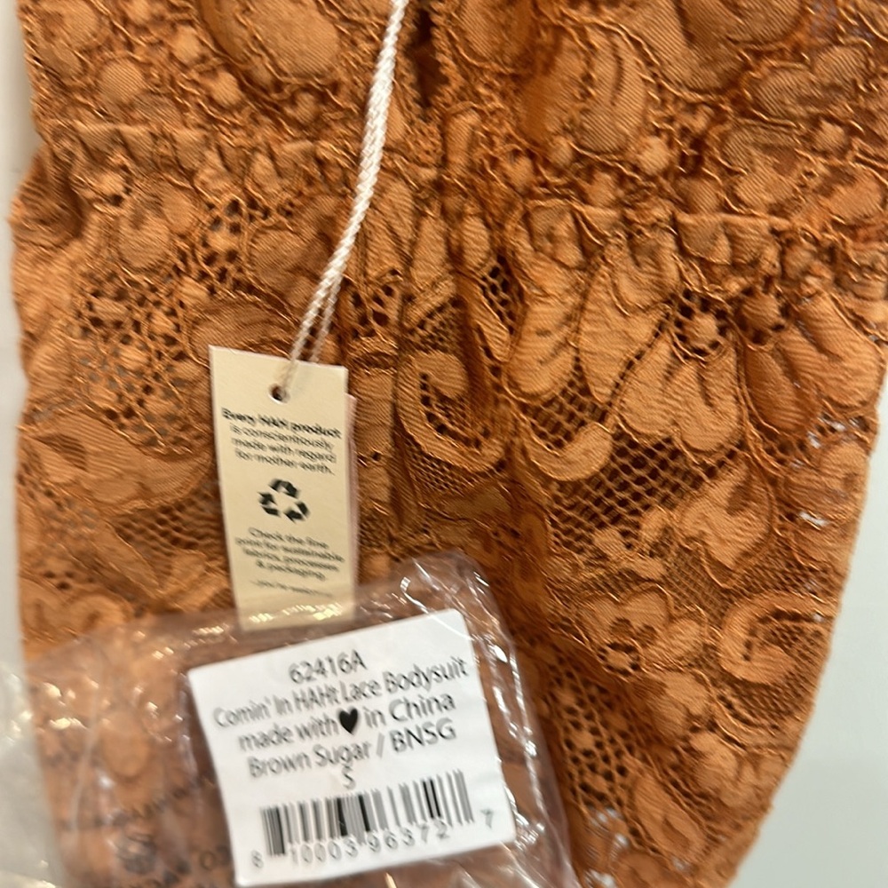 NWT Free People HAH Comin' in HAHT Lace Bodysuit in Brown Sugar. Size Sm… - Picture 10 of 11